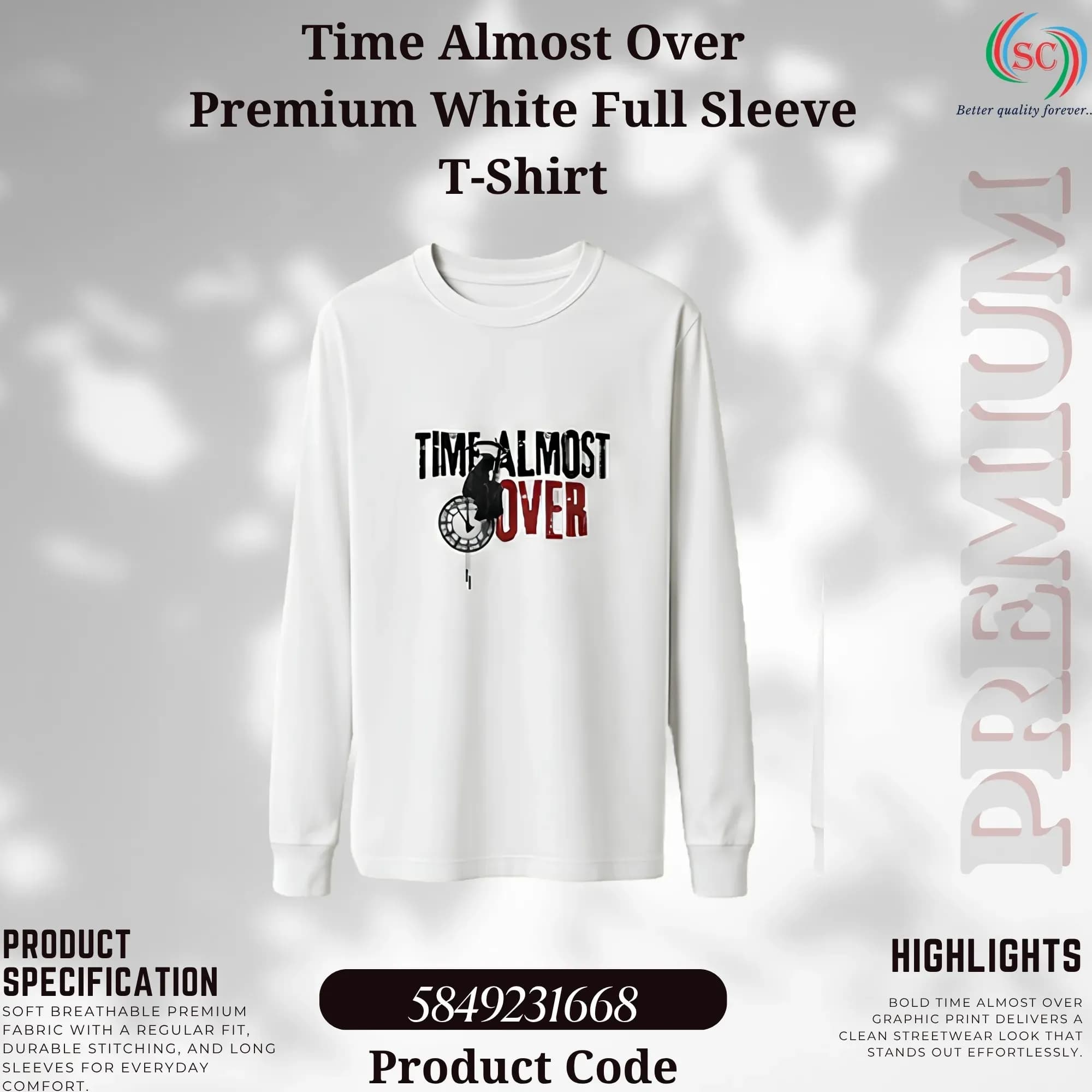 Time Almost Over Premium White Full Sleeve T-Shirt thumbnail 2