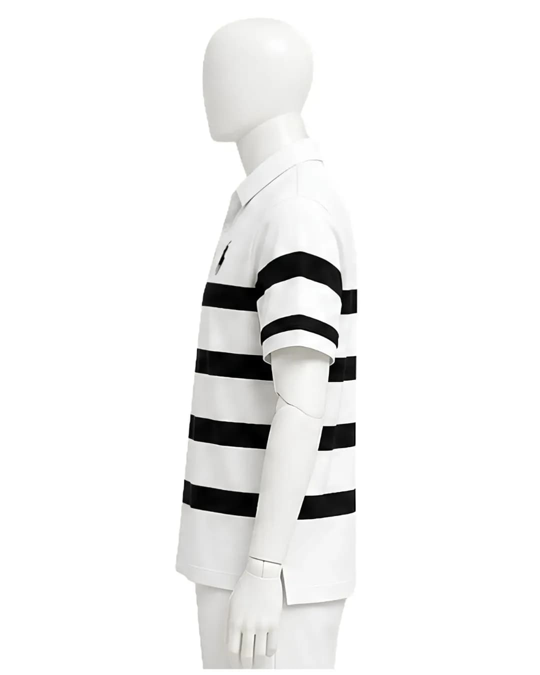 Men's Premium Black & White Striped Polo T-Shirt thumbnail 5