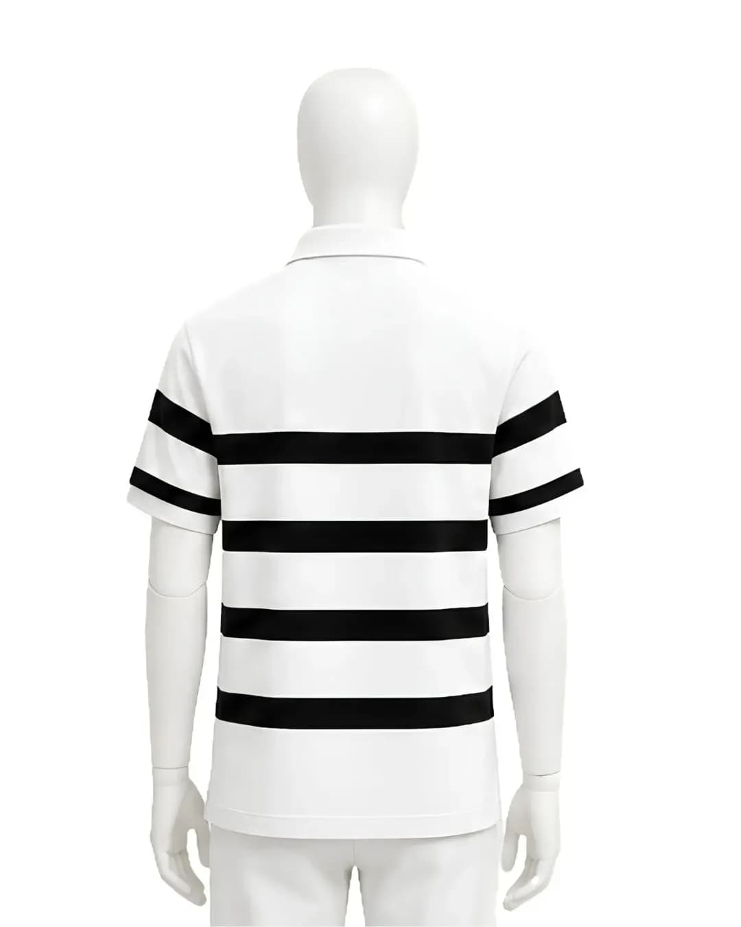 Men's Premium Black & White Striped Polo T-Shirt thumbnail 7