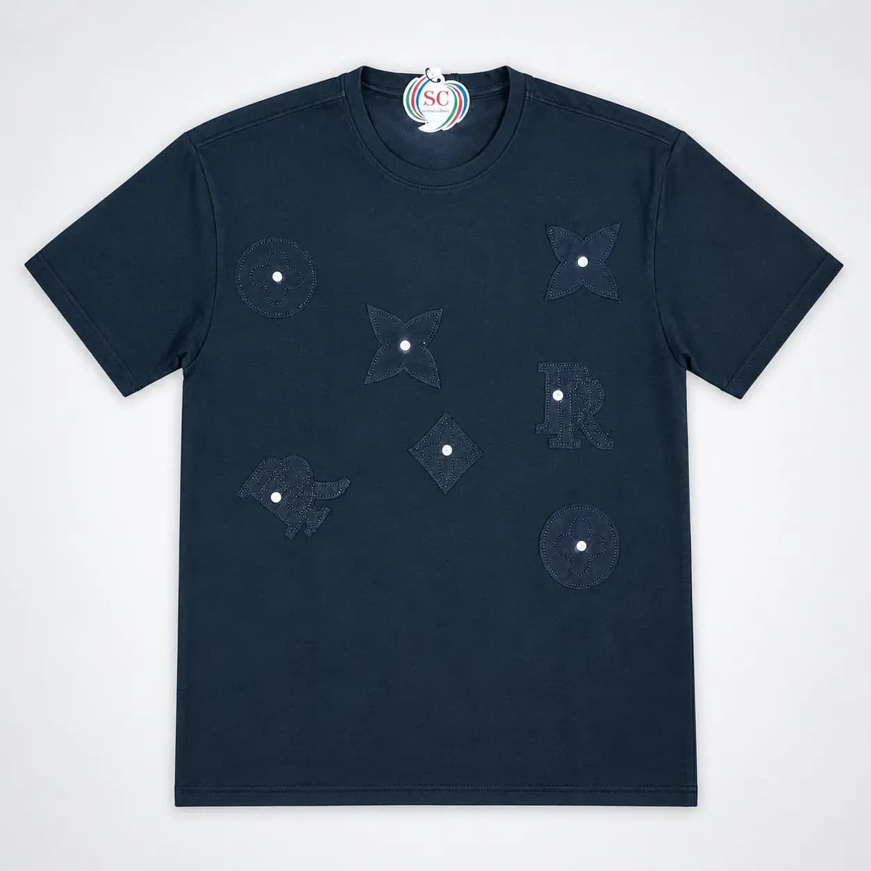 Half Sleeve T-shirt – Grey Embellished Designer Graphic Tee thumbnail 3