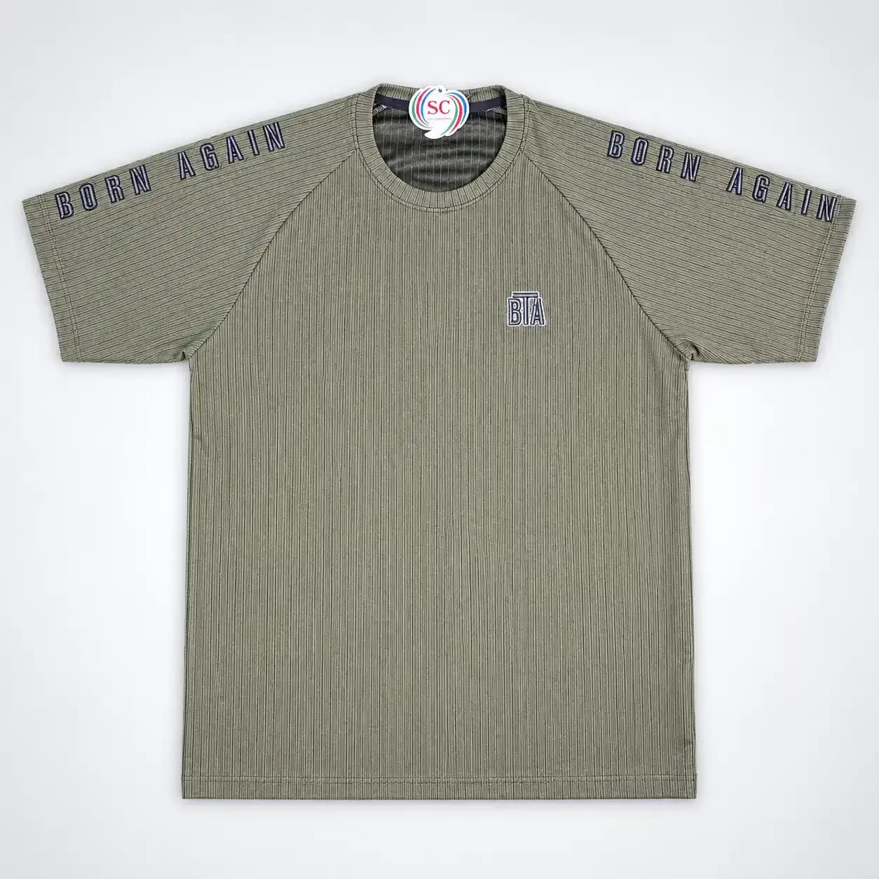 Half Sleeve T-shirt     Olive Ribbed Born Again T-shirt thumbnail 2