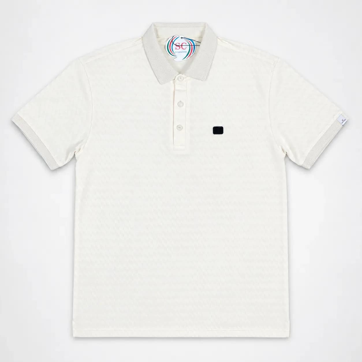 Polo T-Shirt       Ivory Textured Classic Collar Polo