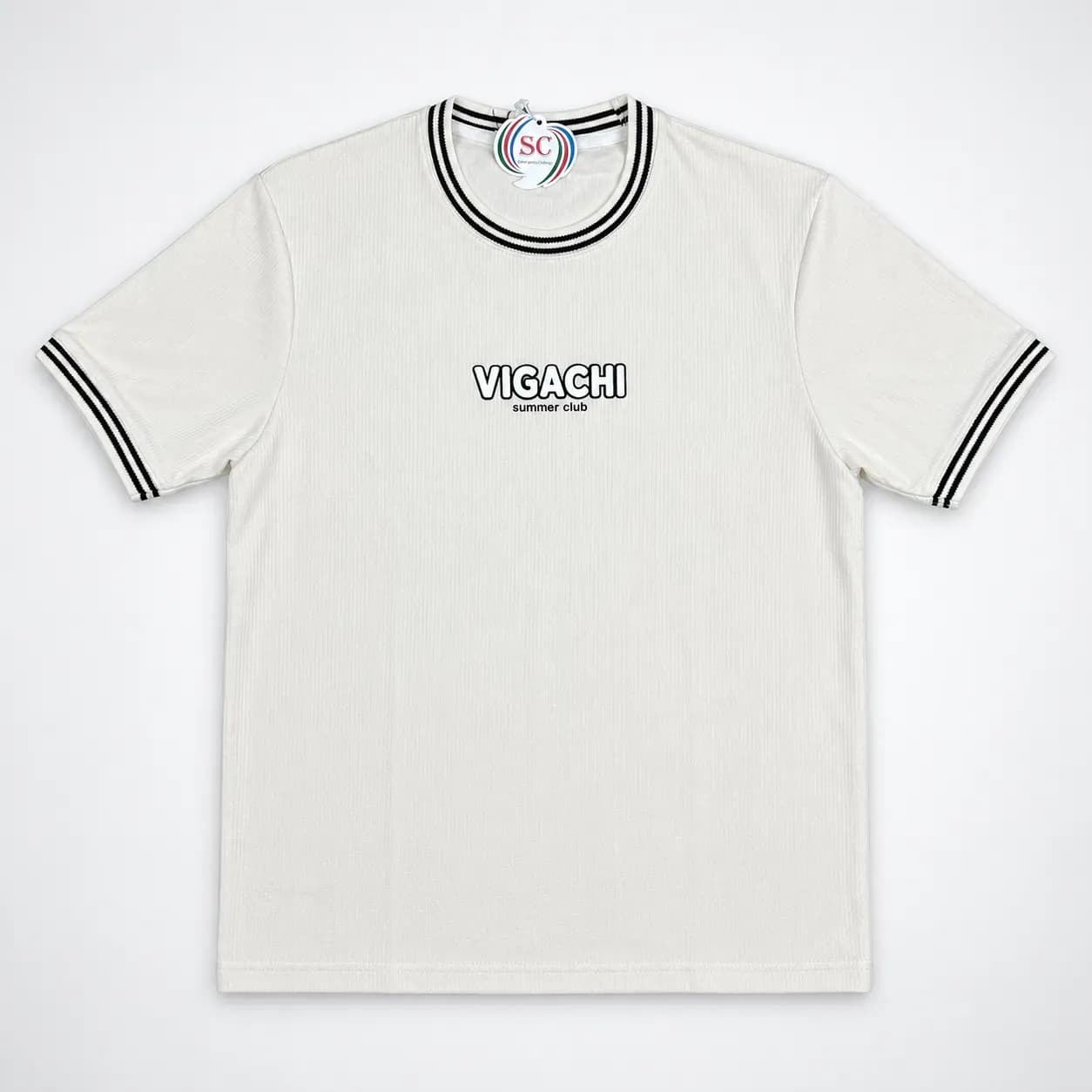 Drop Shoulder T-Shirt     White Vigachi Summer Club Contrast Tee