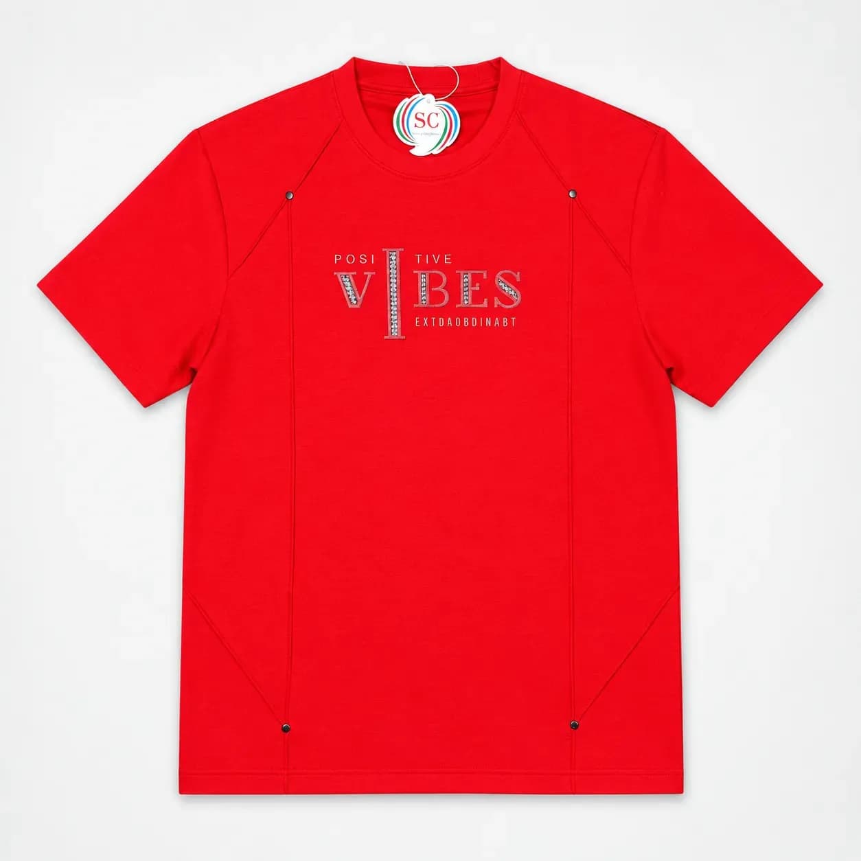 Half Sleeve T-Shirt     Red Positive Vibes Graphic Tee thumbnail 2