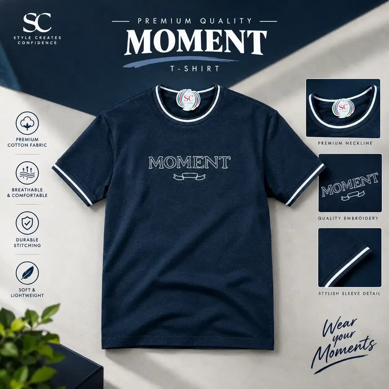 Half Sleeve  T-Shirt     Navy Momento Ringer T-shirt