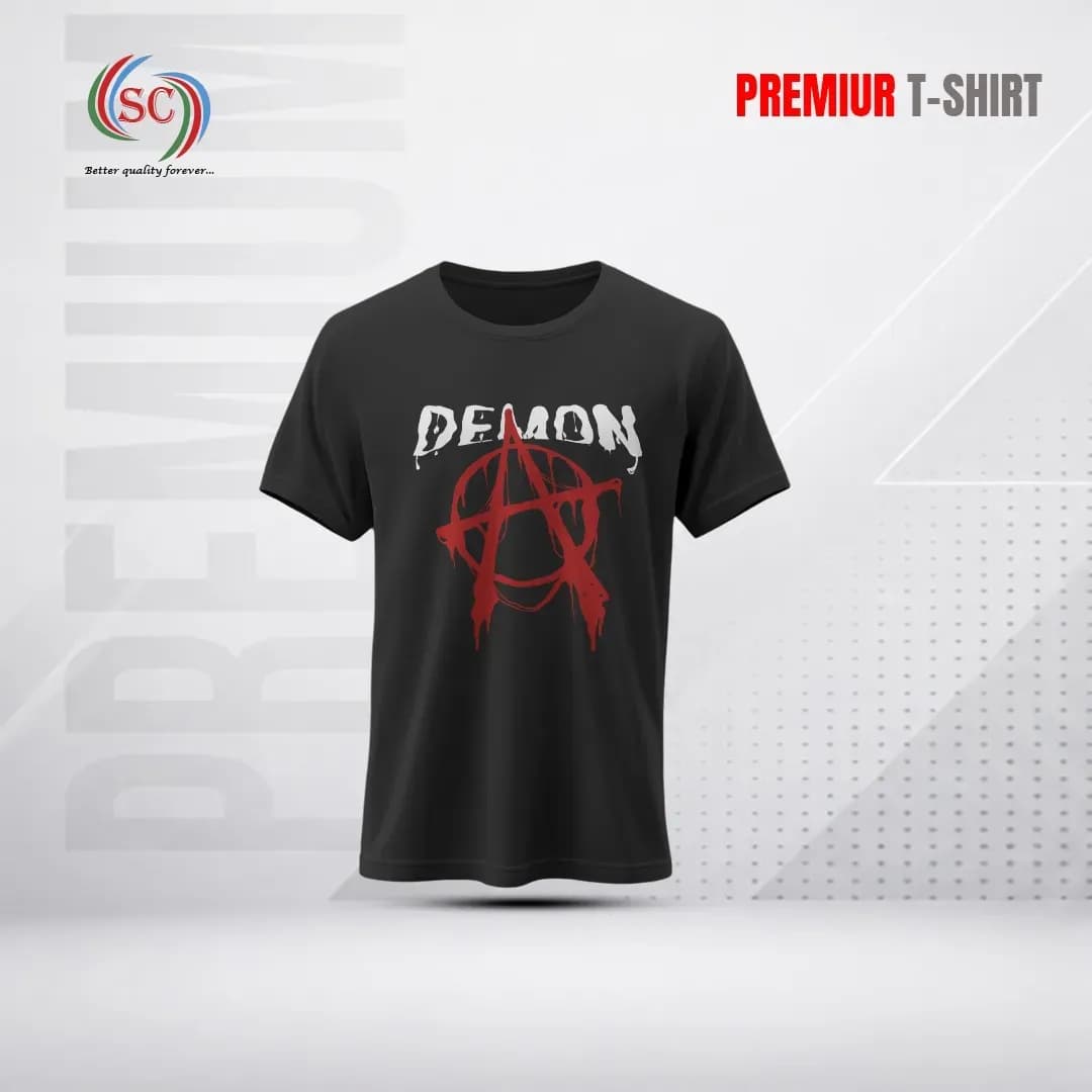 Premium Black Cotton T-Shirt – Demon Graphic Streetwear Style