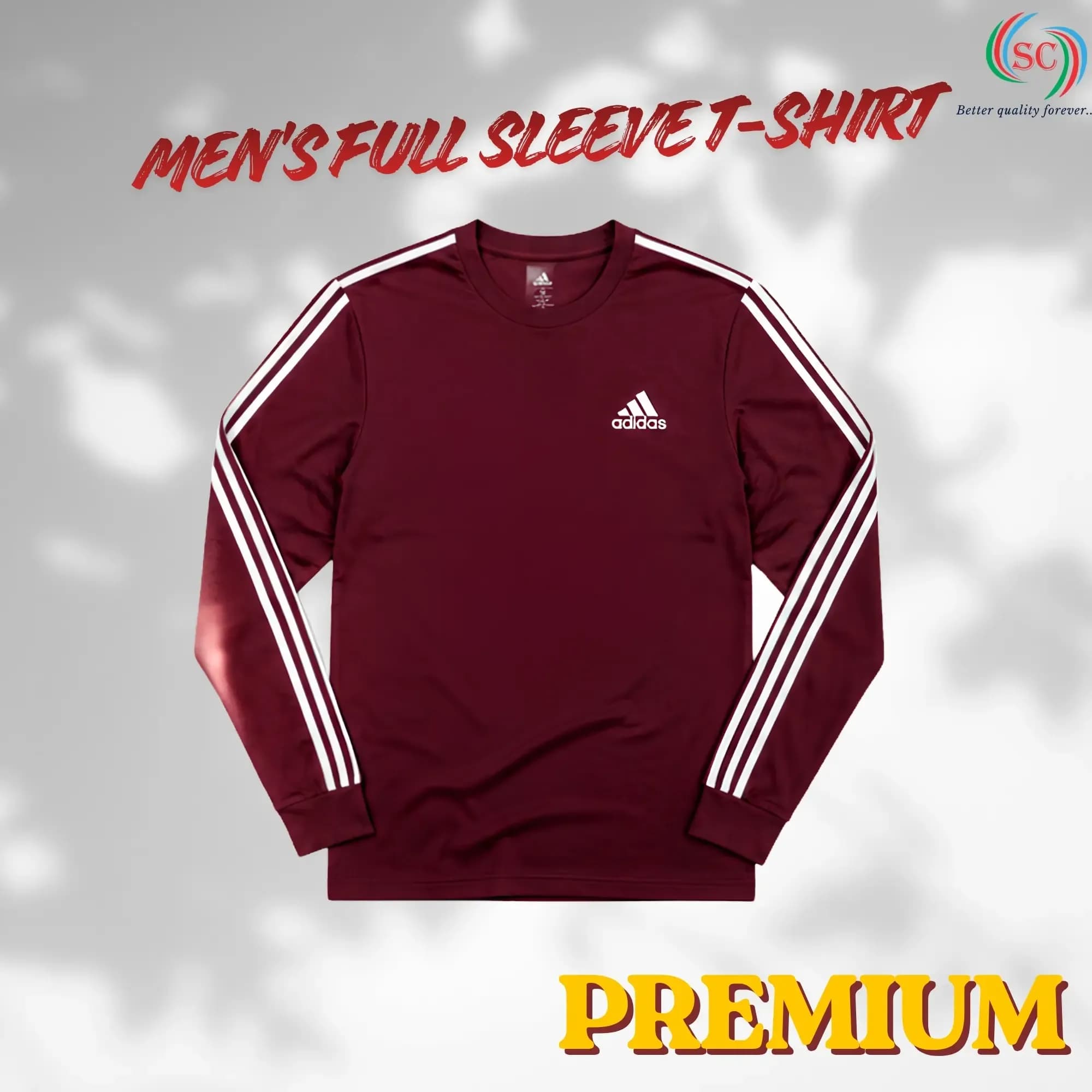 Men's Adidas Maroon Full Sleeve T-Shirt