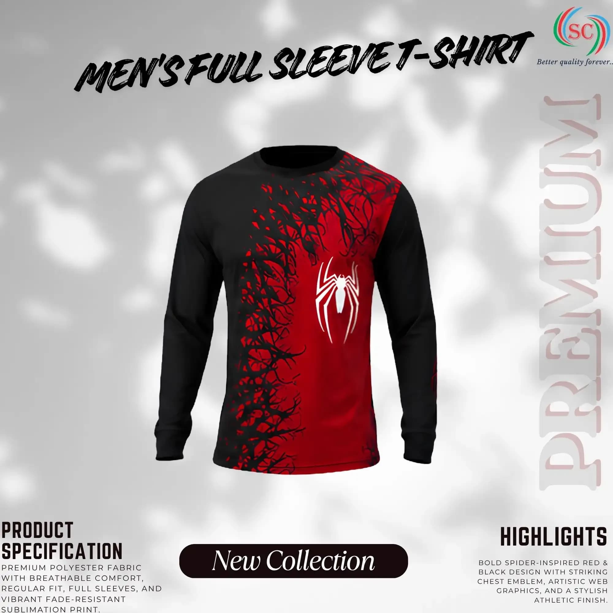 Spider Venom Premium Red & Black Full Sleeve T-Shirt